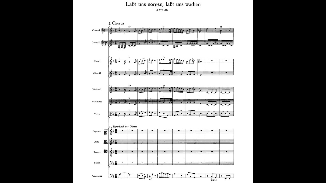Johann Sebastian Bach - Cantata: Laßt uns sorgen, laßt uns wachen, BWV 213. {w/ score.}