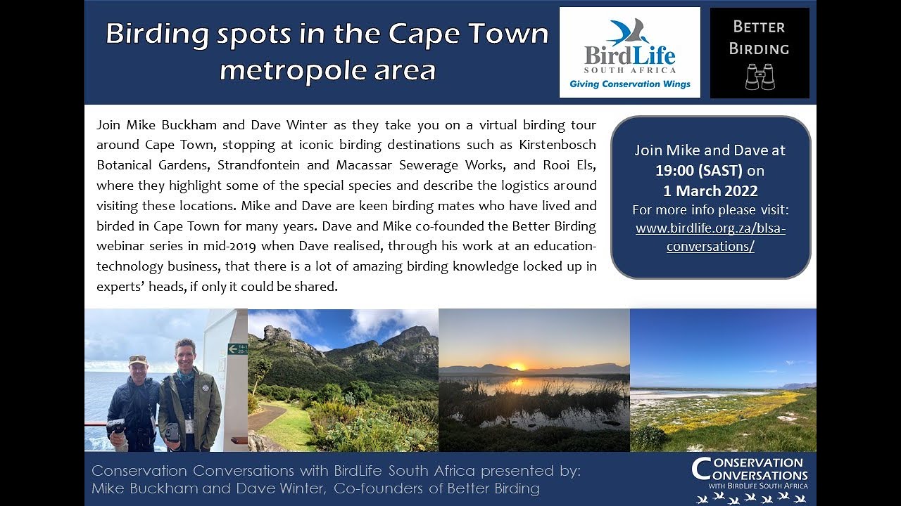 Conservation Conversations: Mike Buckham & Dave Winter - Birding spots in Cape Town (1Mar22)
