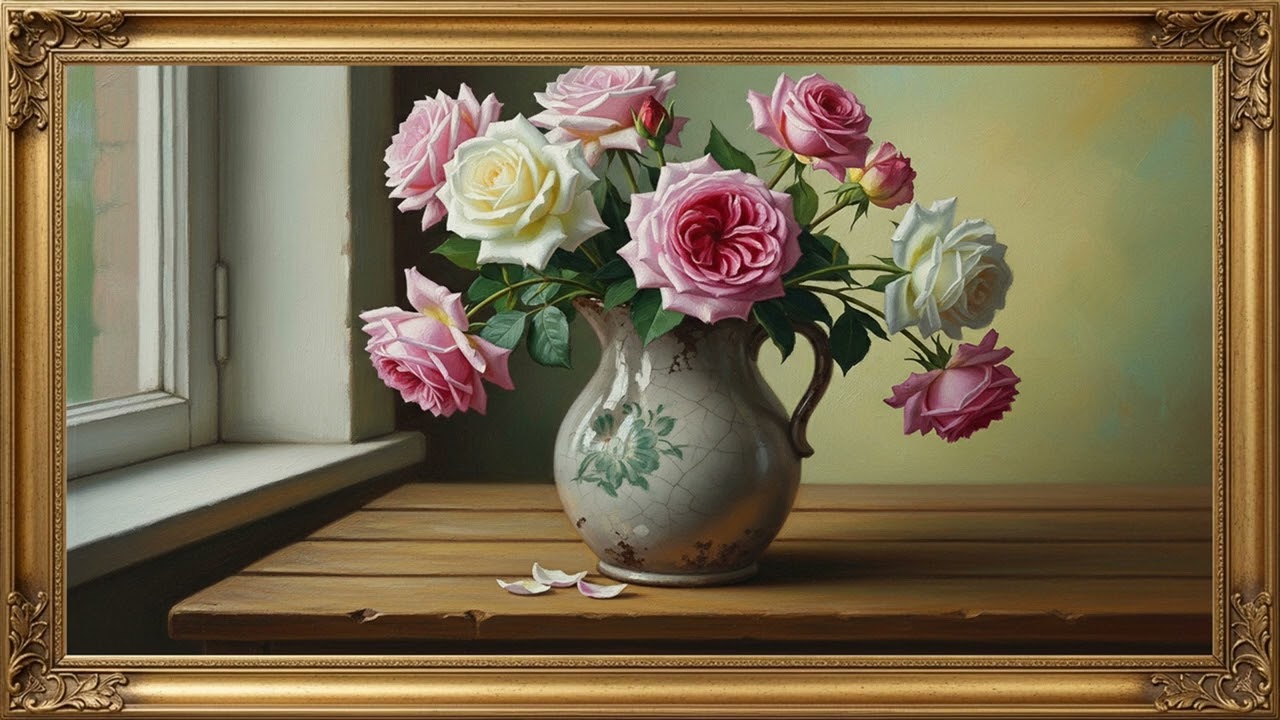 Classic Flower Oil Painting | Calm Gallery Style Art Display