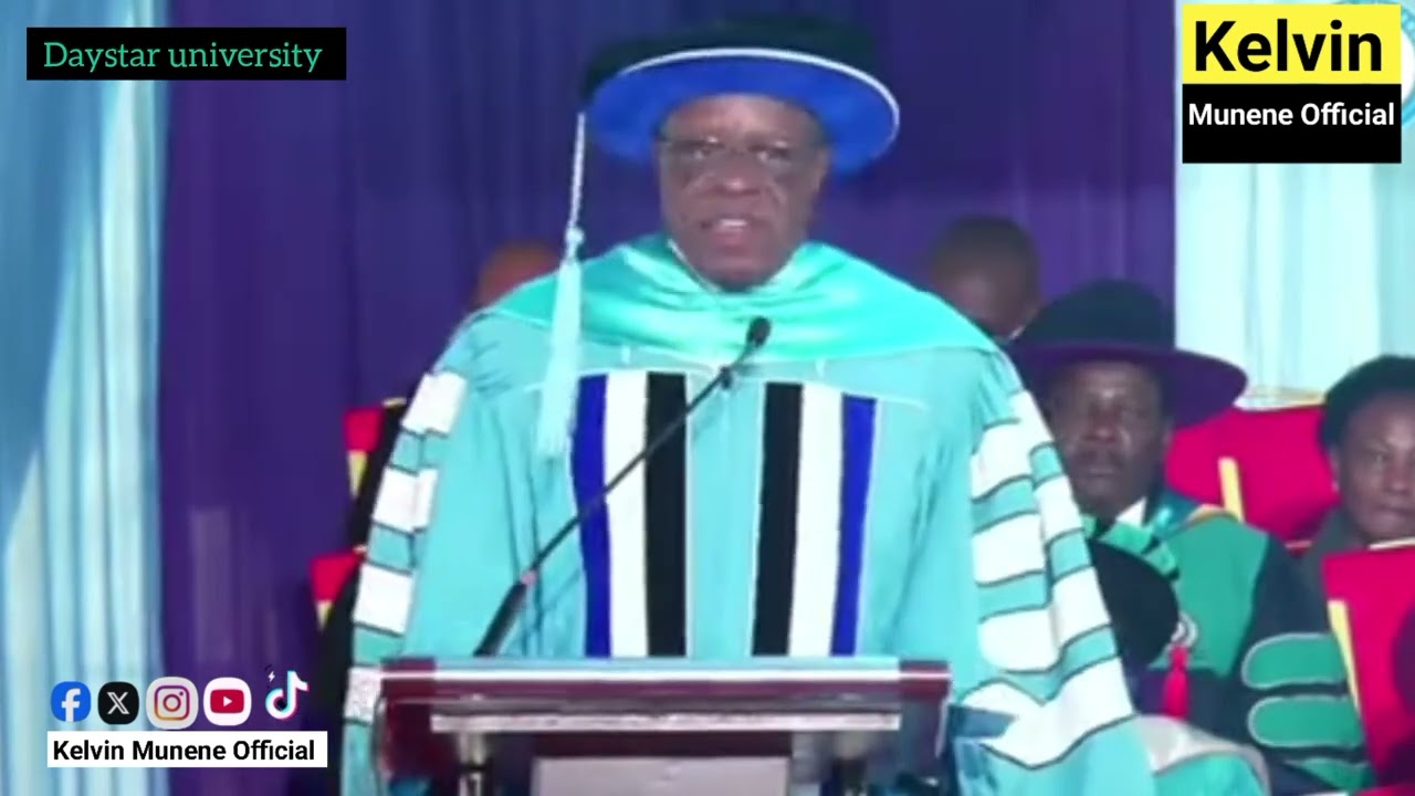 Daystar University Prof Laban Ayiro awards mama mboga  during daystar university's 47 graduation