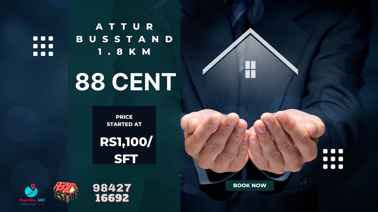 ATTUR Bus-stand🚪 🏘️  1.8km 🏭  88cent 🏥  Rs1100/sft SALE