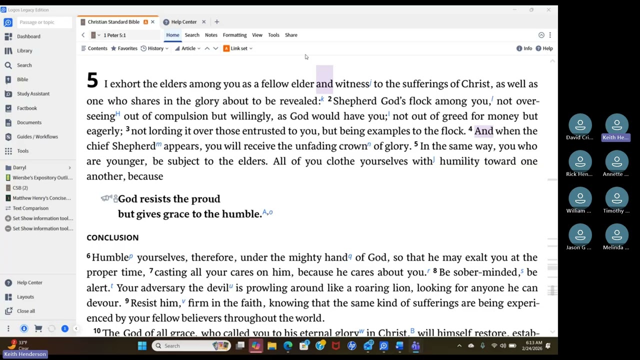 RRM BIBLE STUDY, 1ST PETER 5, FEBRUARY