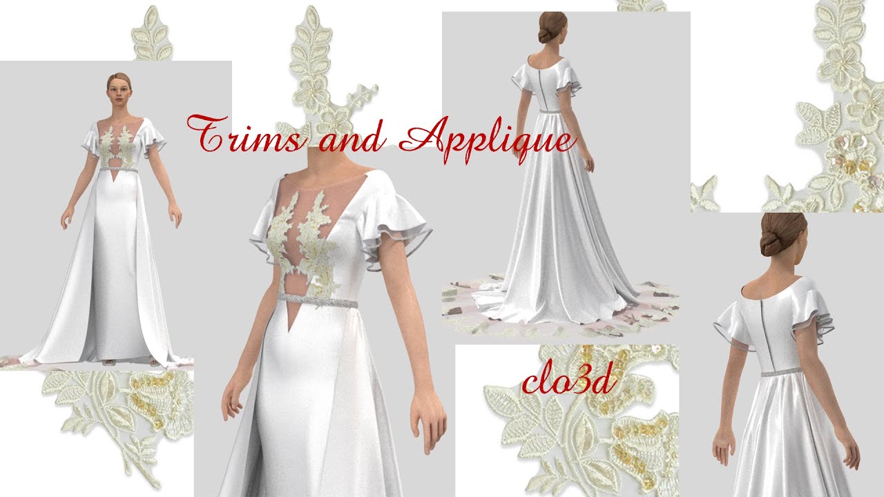 CLO3D applique and trims - the shortest