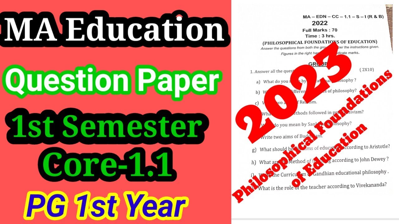 Core-1.1(Education PG)1st Semester Question Paper 2023#ma #1stsemester #pg @studystudentlifevlog