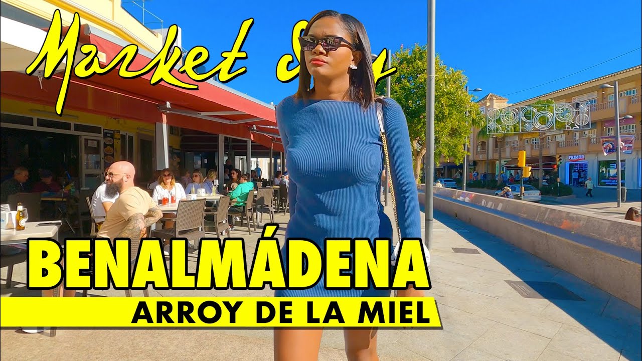 Benalmádena town walk autumn 2023 - Arroyo de la Miel market day virtual tour