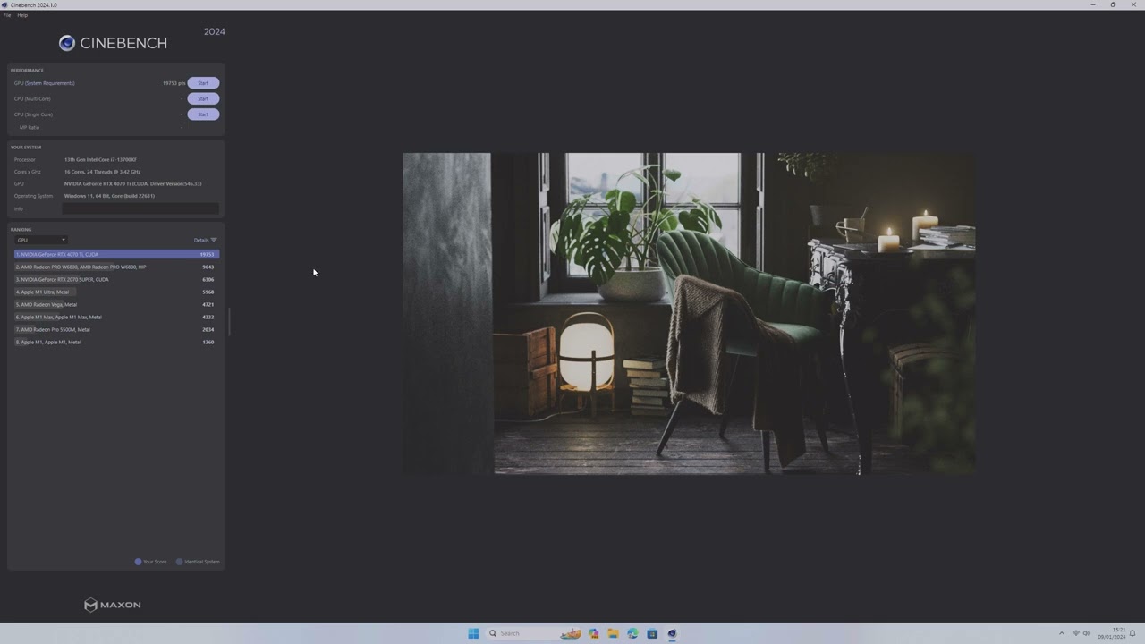 Cinebench 2024 RTX 4070TI Stock