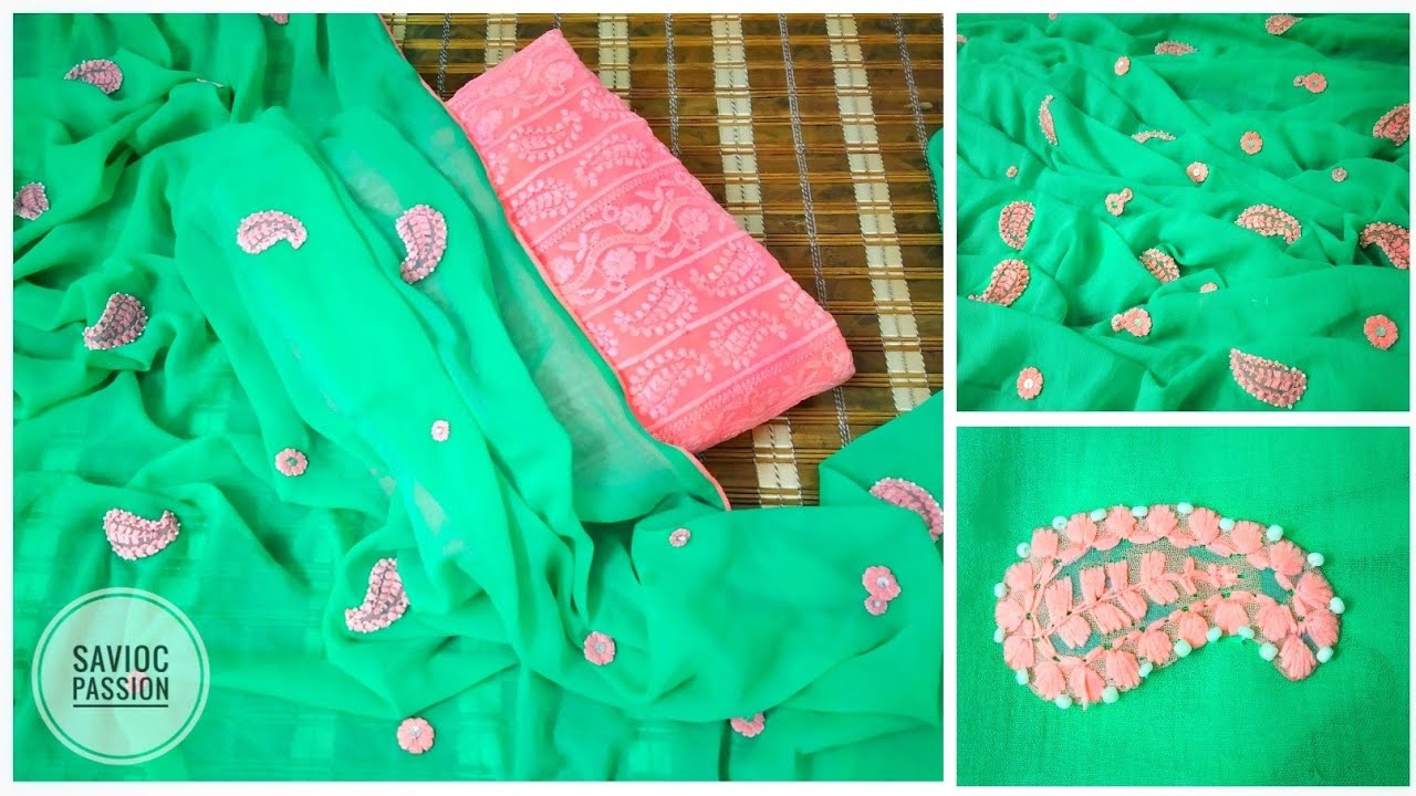 Designer Dupatta For Chikankari Kameez  || Hand Embroidery || Tutorial || Easy to Learn