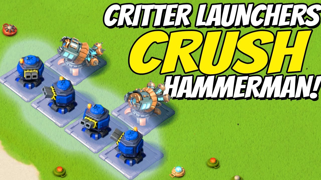 Critter Launchers are OP vs Boom Beach Hammerman Fleet!