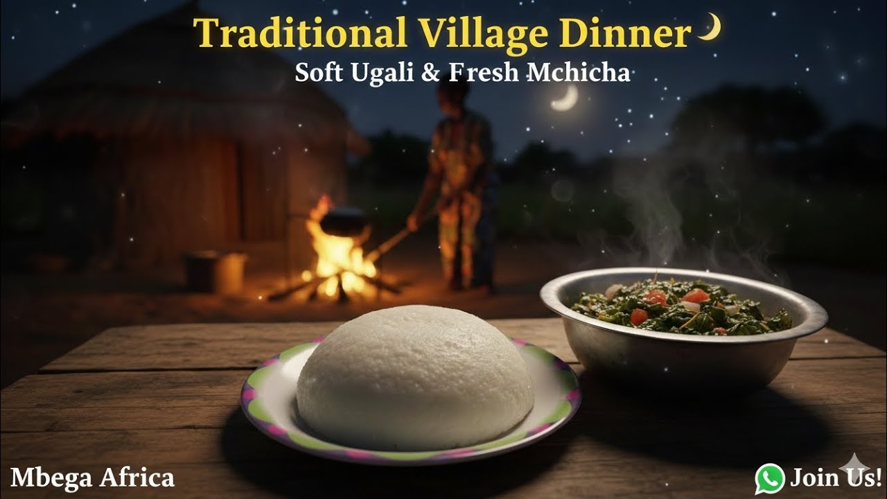 Traditional Village Dinner 🌙 | Soft Ugali & Fresh Mchicha | Mbega Africa