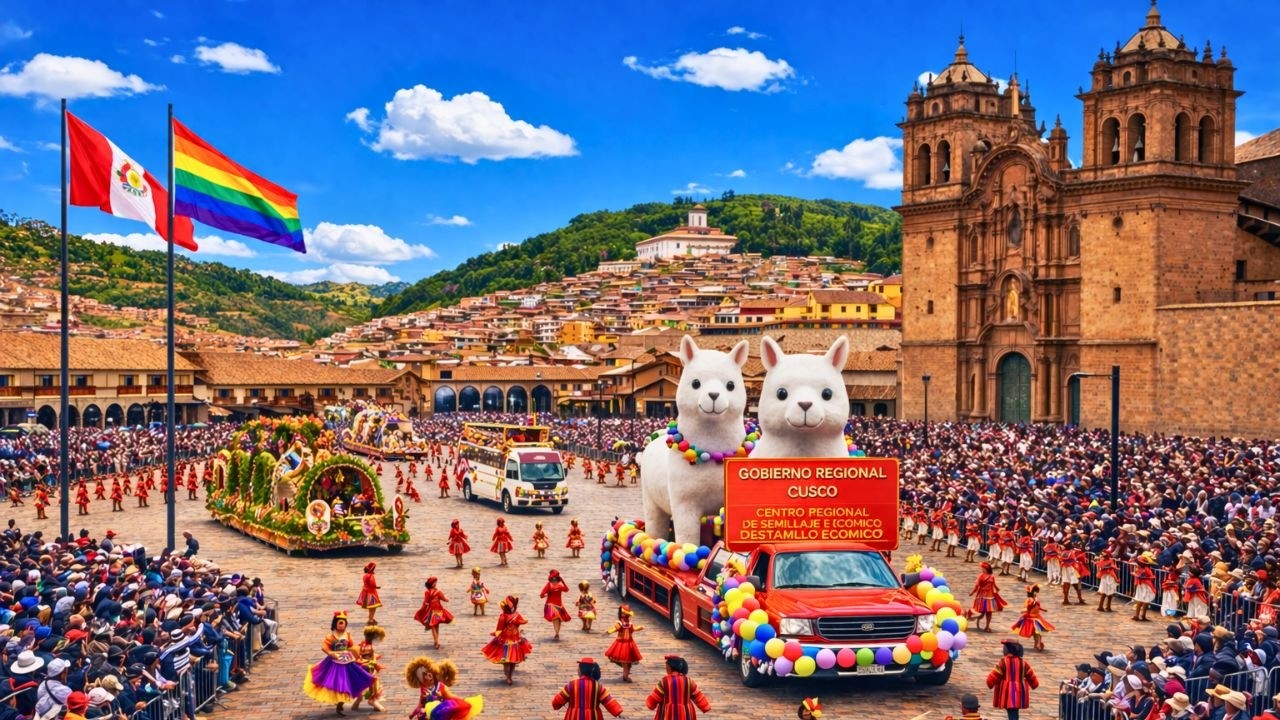 🦙ASÍ de LOCAZOS fue el PASACALLE del QHASHWA RAYMI 2026😱|Carros Alegóricos🎭🇵🇪