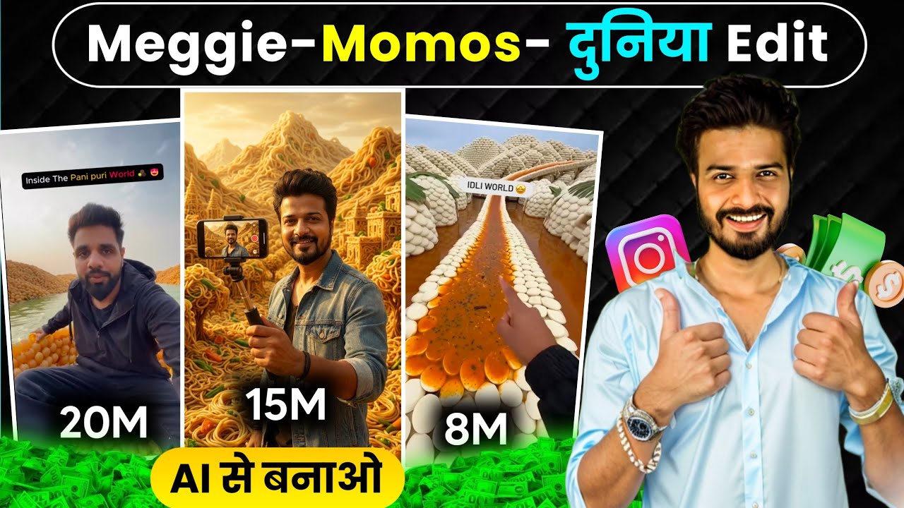 Instagram Viral Meggie,Momos,Pizza, PaniPuri World Video Editing | Reel Viral Ai Video Edit