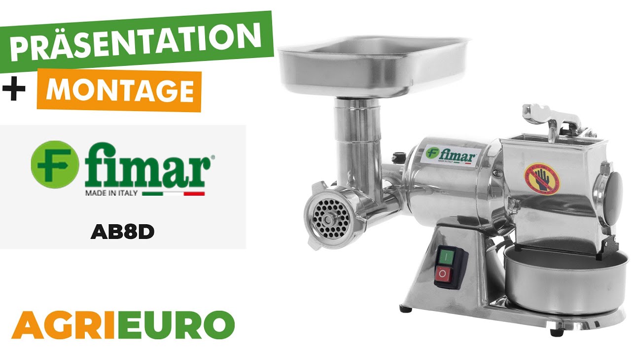 Produkt- und Montagevideo Fimar AB8D – Fleischwolf – integrierte Käsereibe – 230 V