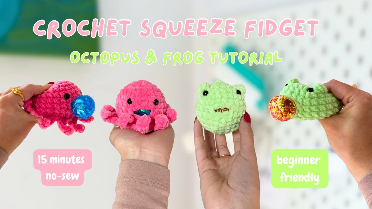 2-in-1 octopus & frog crochet fidget stress ball tutorial | quick, easy no-sew amigurumi pattern