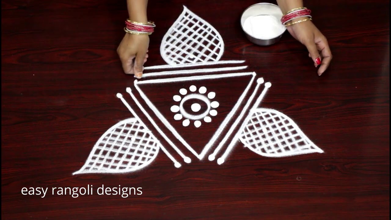 Amazing Deepam rangoli muggulu with 3 dots || Creative Diya kolam rangoli designs