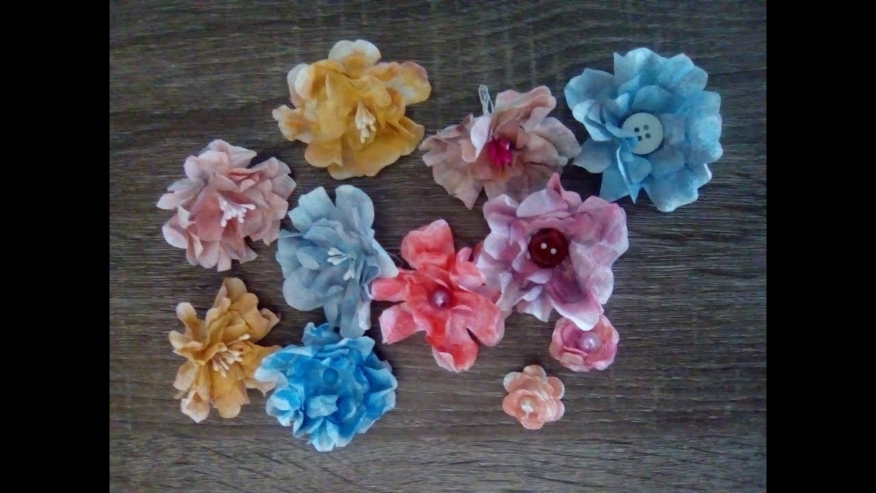 Embellissement #1 Fleurs filtre à café et aquarelle (sans dies)
