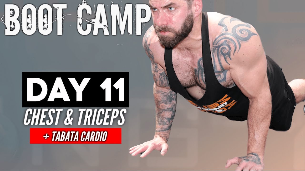 Day 11 | Chest And Tricep Workout At Home With Dumbbells + Tabata Cardio