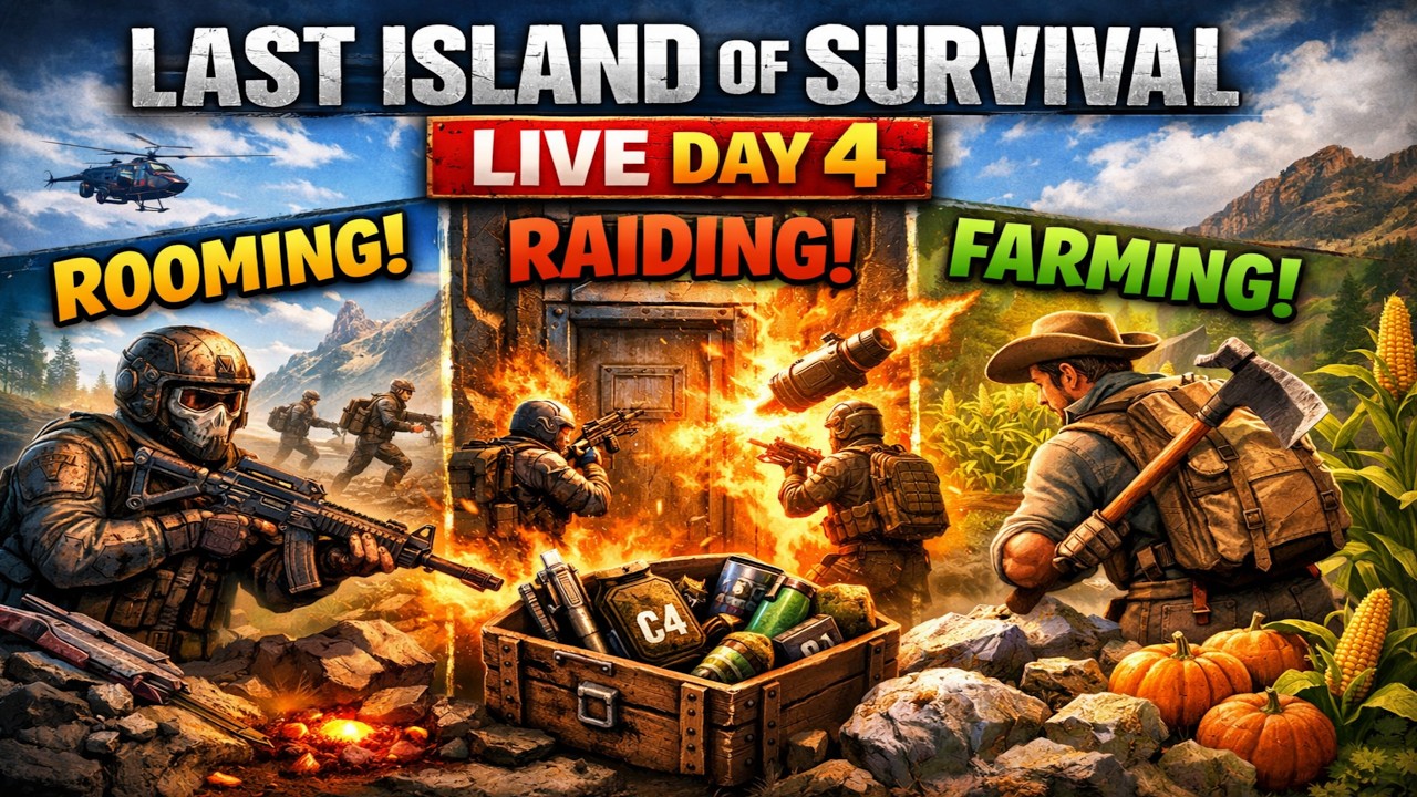 BASE RAIDING DAY! 🏠💥 Can We Survive Day 4? | Last Island of Survival Live