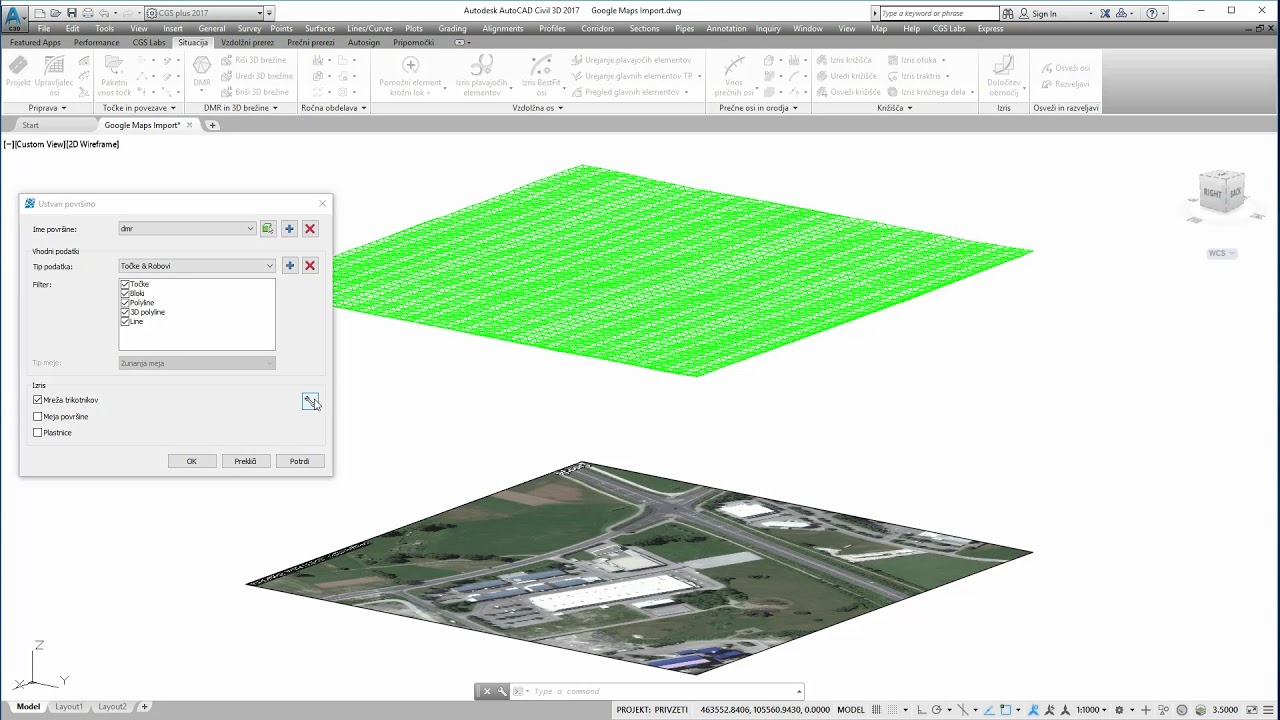 CGS Labs - Google Maps Import in izdelava DTM