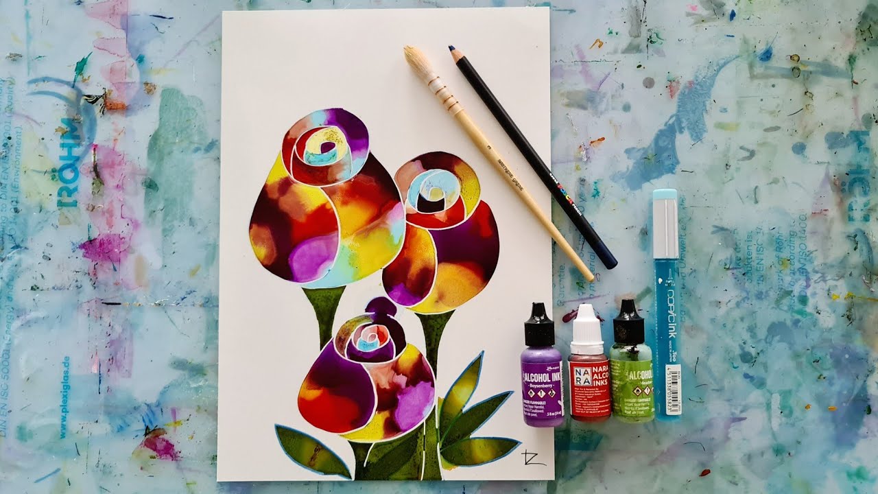 New Stuff with Posca Pencil and Alcohol Ink 🌹 / Abstract Fluid Art [ 251]