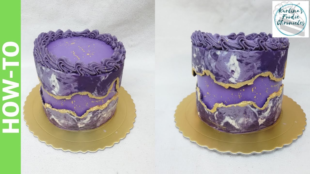 How To Make a Purple Marble Buttercream Fault Line Cake | Tutorial | Kurlina's Foodie Chronicles