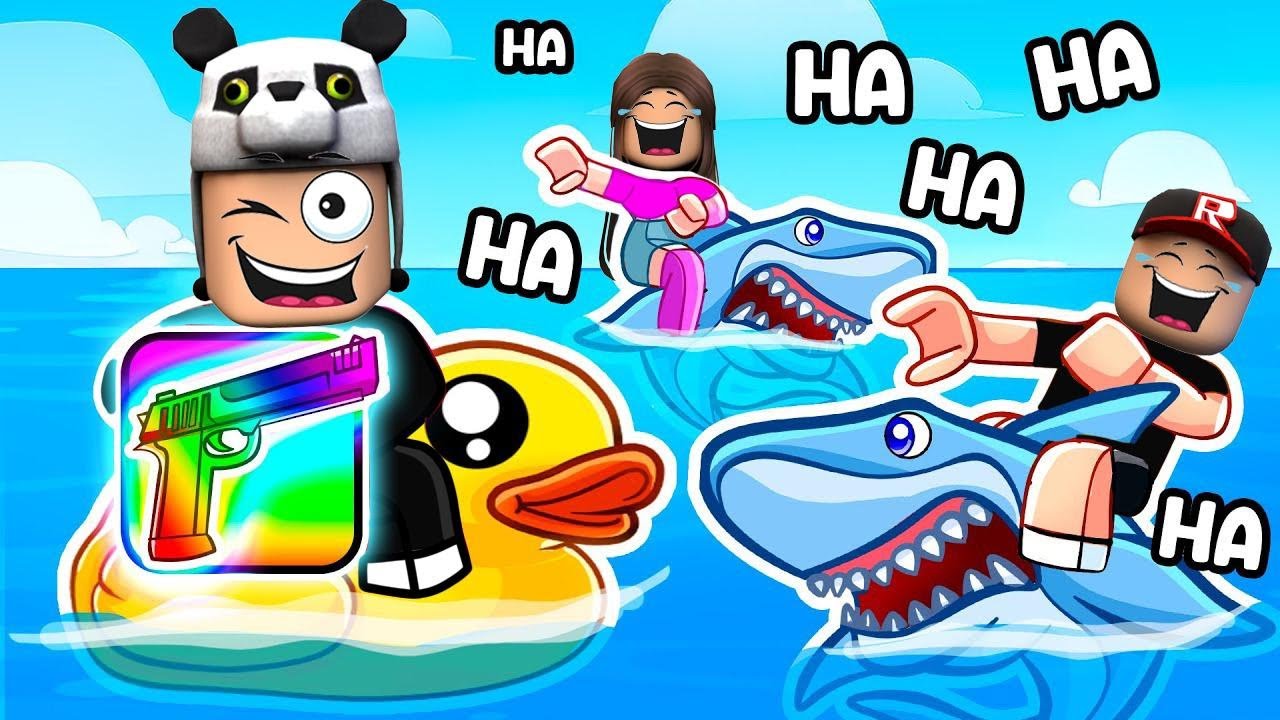 Noobmuş Gibi Davrandım, Sonra Köpek Balığı Oyununda AŞIRI GÜÇLÜ BİR SİLAH Kullandım! - Roblox