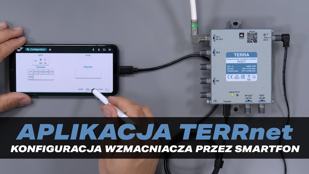 Konfiguracja wzmacniacza kanałowego TERRA przez aplikację TERRnet