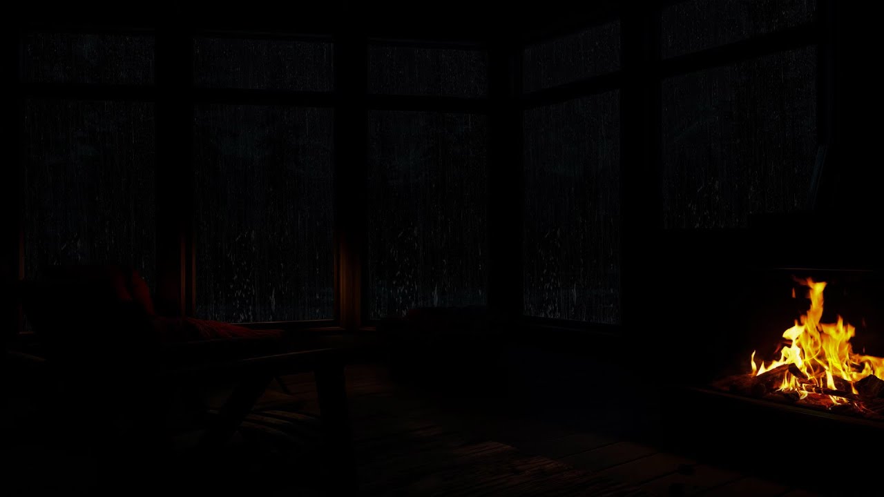 Fall Asleep Instantly 😴💦 Deep Mountain Rain & Fireplace in Quiet Cabin for Peaceful Night