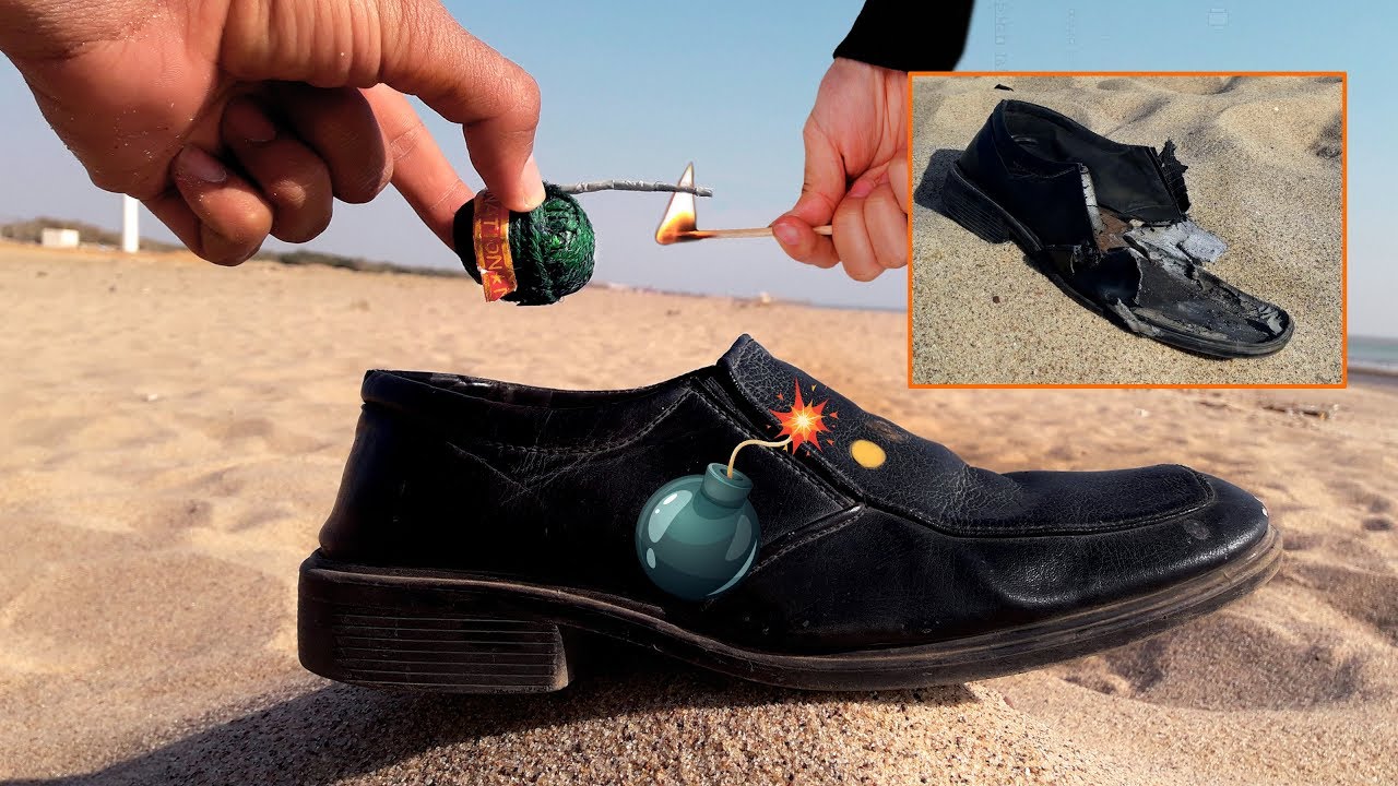 Shoes crash test with sutli bomb super slow motion