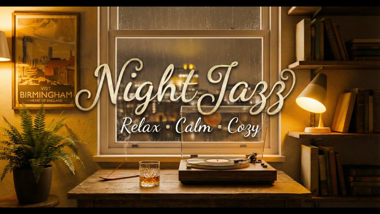 Rainy Night in Birmingham - Deep Smooth Jazz & Rain Ambience | Background Music for Work & Focus