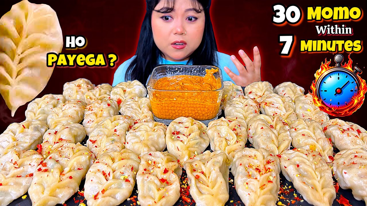  🔥30 SPICY MOMOS IN 7 MINUTES EATING CHALLENGE😱 | Extreme Momo Challenge | ASMR Mukbang