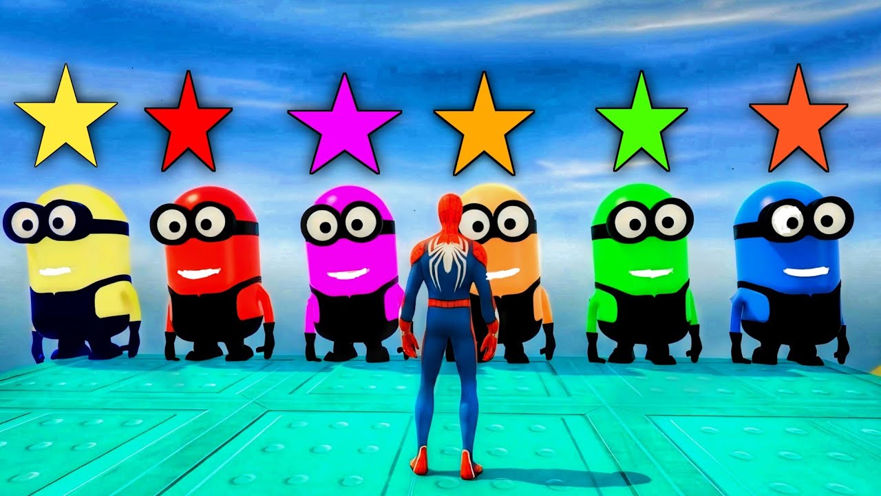 GTA 5 Epic Ragdolls Red Spider man VS Red Minion VS Green Minion Euphoria Physics & Funny Fails.