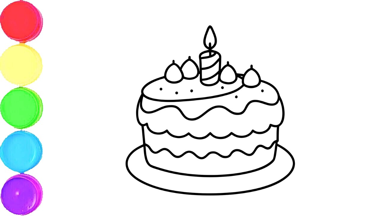 Set Birthday Cakes  How to Draw a Birthday Cake