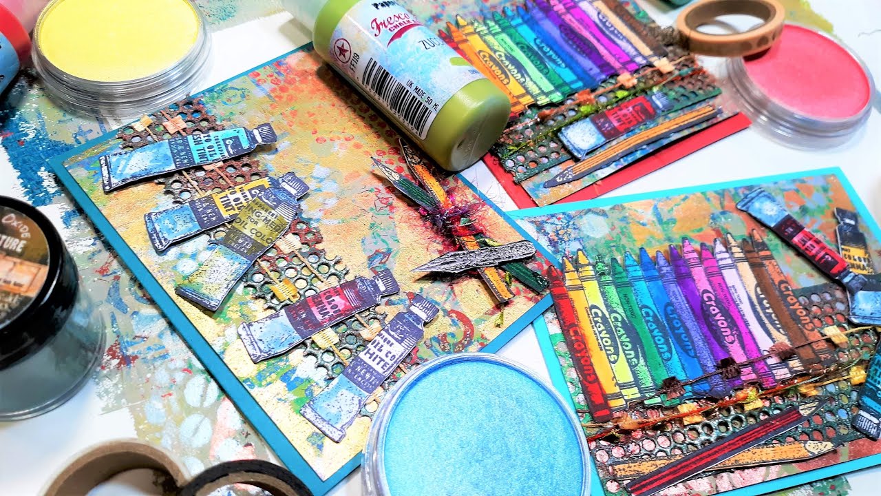 Hang Out & Make Artsy Cards With Me! Gel Printing, Pan Pastels, Paint, Stamps & More!