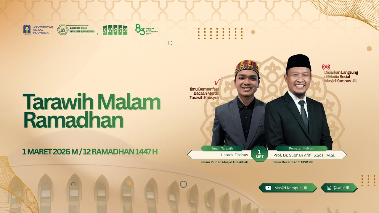 LIVE 🔴Tarawih Malam Ramadhan Day 12 di Masjid Ulil Albab