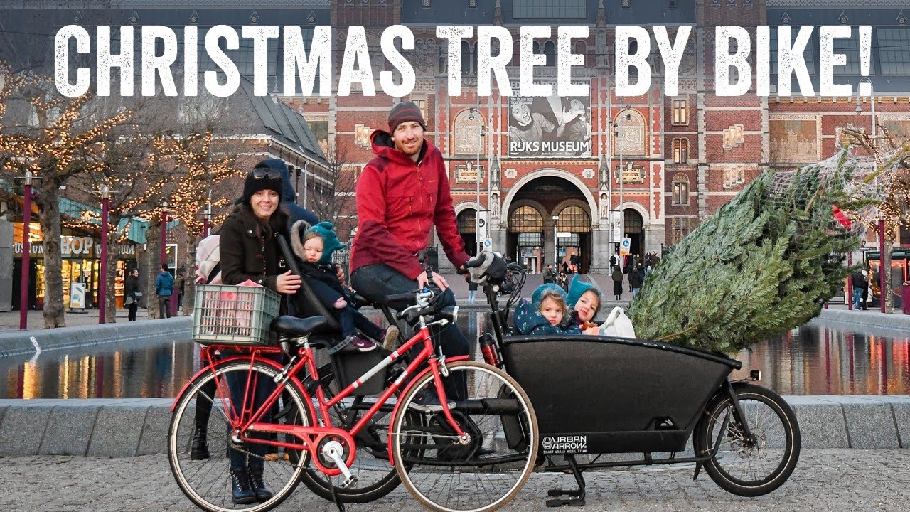 Family Christmas Tree by Bike in Amsterdam