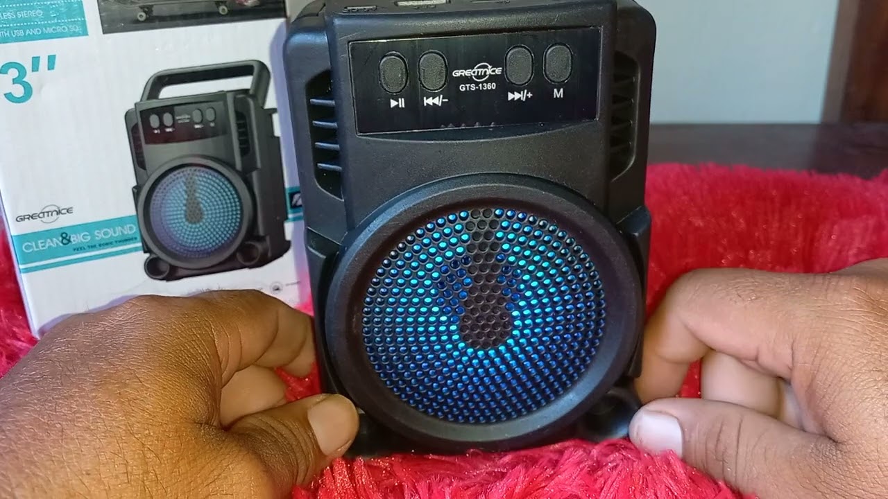 CAIXA DE SOM GRECITNICE CLEAN E BIG SOUND GTS-1360 COM BLUETOOTH USB FM E RECARREGÁVEL.