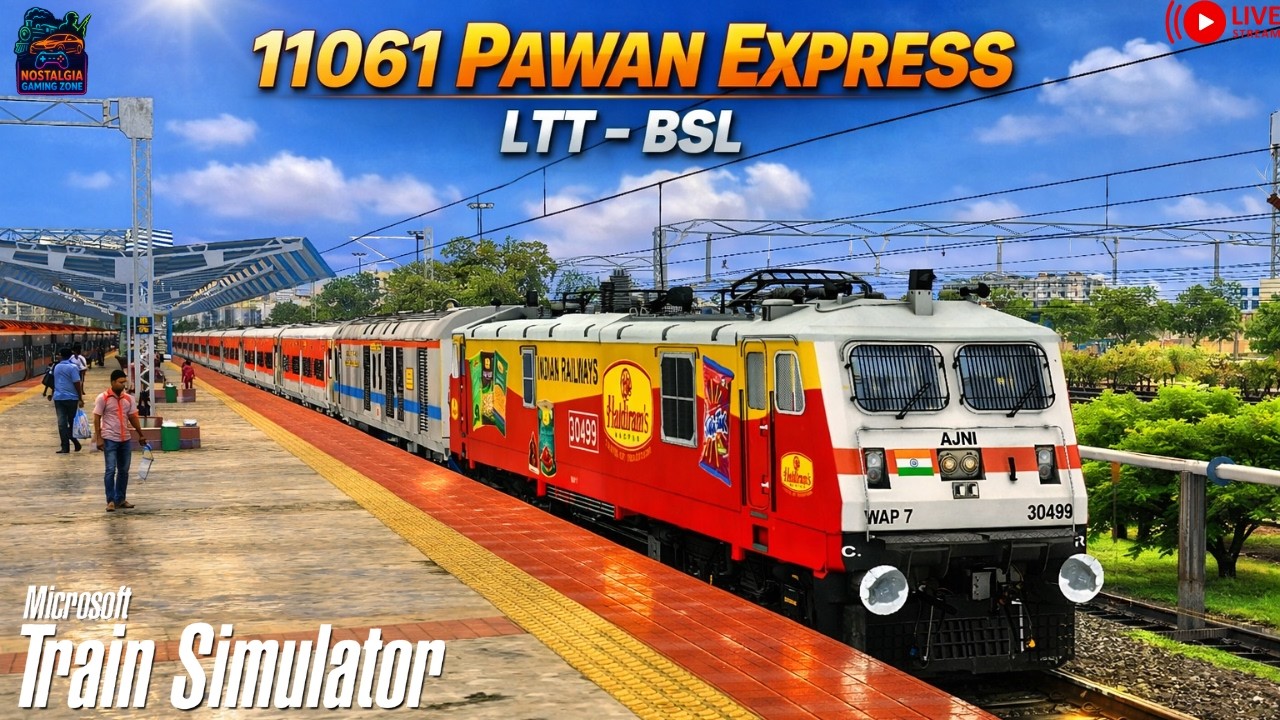 🔴 LIVE PAWAN EXPRESS ⚡ Ajni WAP7 Haldiram Livery | Indian Train Simulator MSTS #shorts #shortsfeed