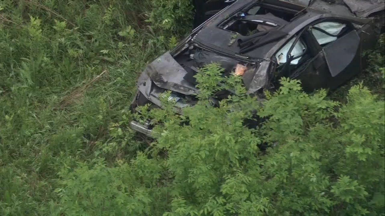 Car crashes near Lemont creek, closing part of 135th Street
