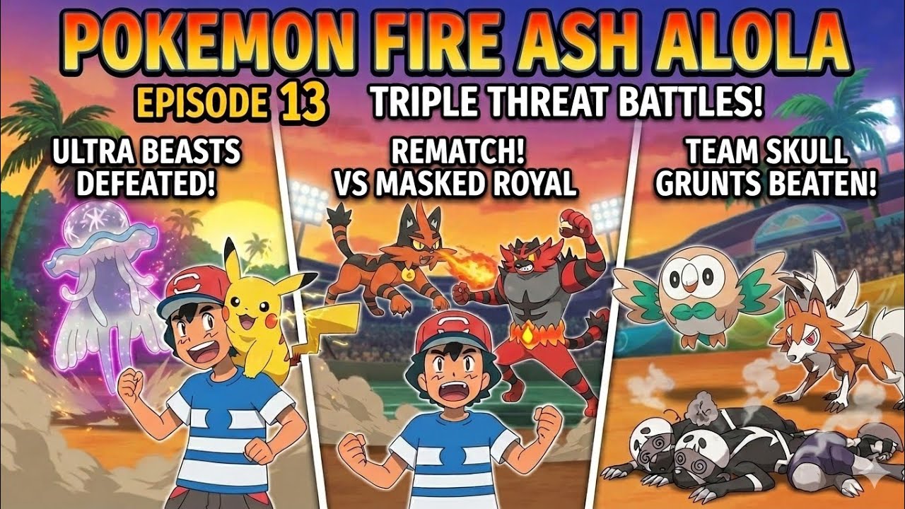 Pokemon Fire Ash (Alola) # Episode 13 Ultra Interference: The Masked Royal’s Helping Hand!