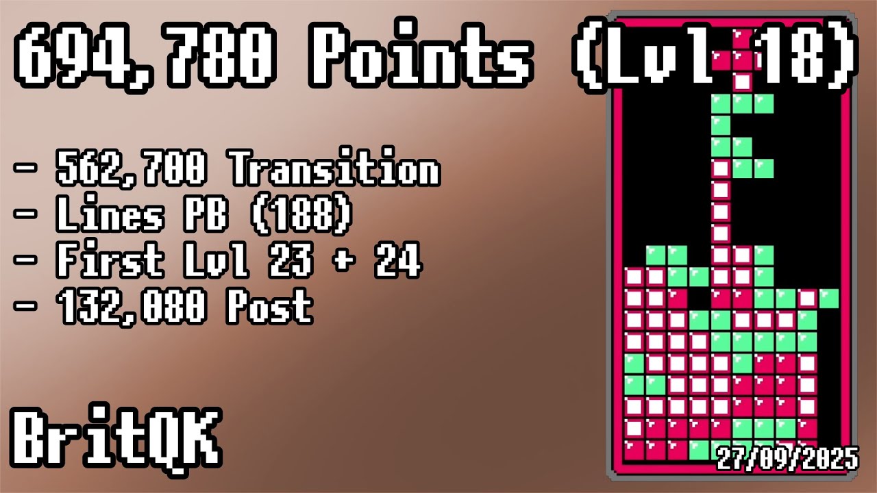 694,780 Points in NES Tetris (Former PB)