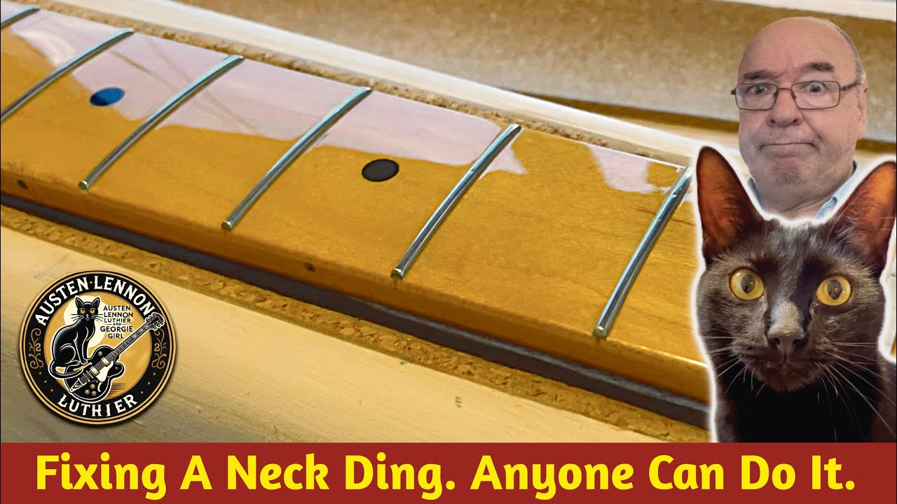 Fixing a ding on a glossy fretboard. Not an invisible mend, but anyone can do this fix.