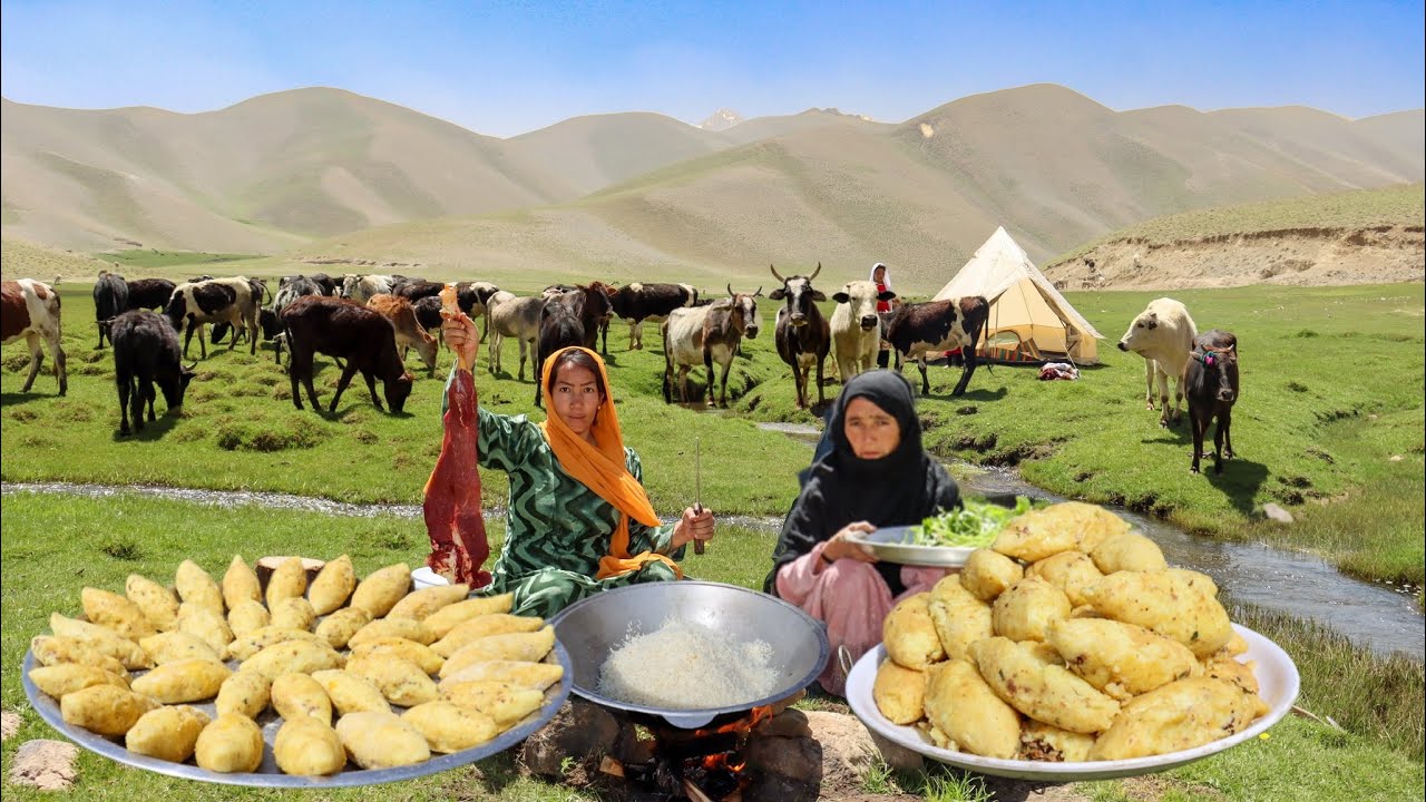 Surviving in the Highest Mountain of Afghanistan |Shepherd Mother Cooking Village Meal in the Nature