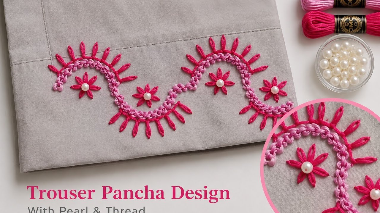 Simple and beautiful Hand Embroidery Border Design for beginners/easy border design