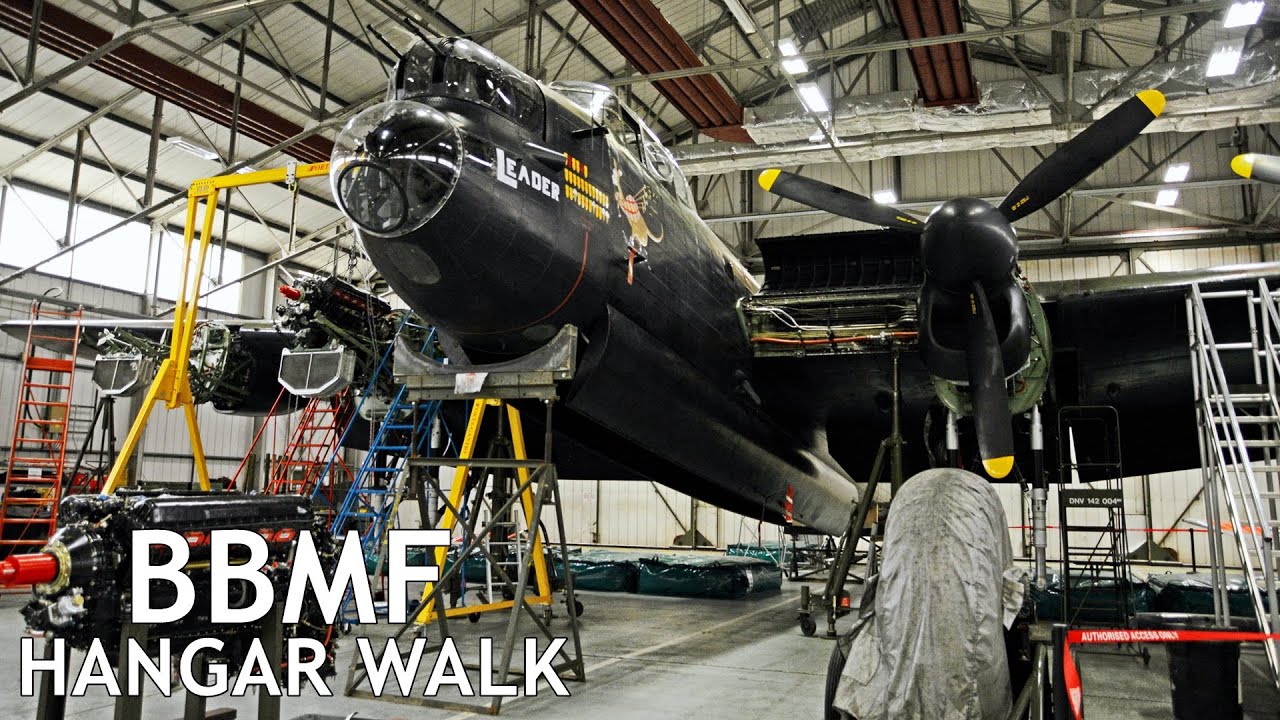 Battle of Britain Memorial Flight Hangar Walk through - Spitfire, Hurricane, Lancaster