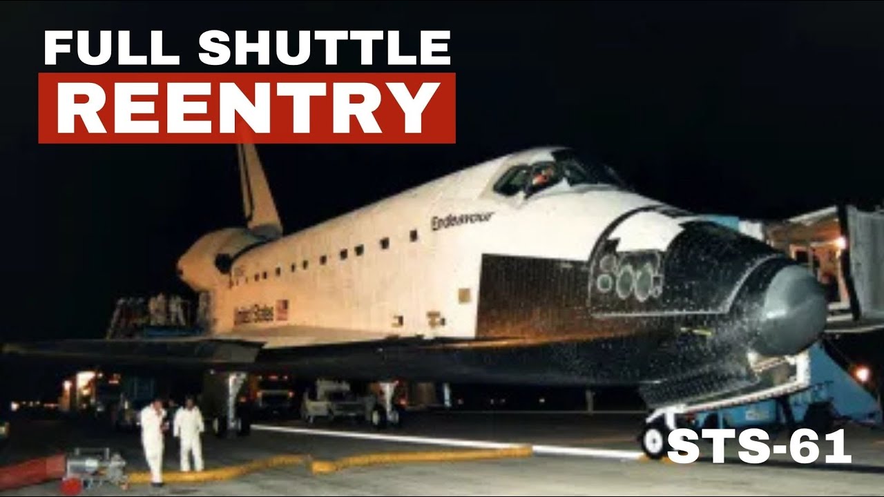 Full Deorbit Burn to Landing | Space Shuttle STS-61 Hubble Mission