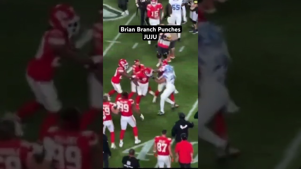 Brian Branch punches JuJu Smith-Schuster following the Detroit Lions Loss to the KC Chiefs. #viral