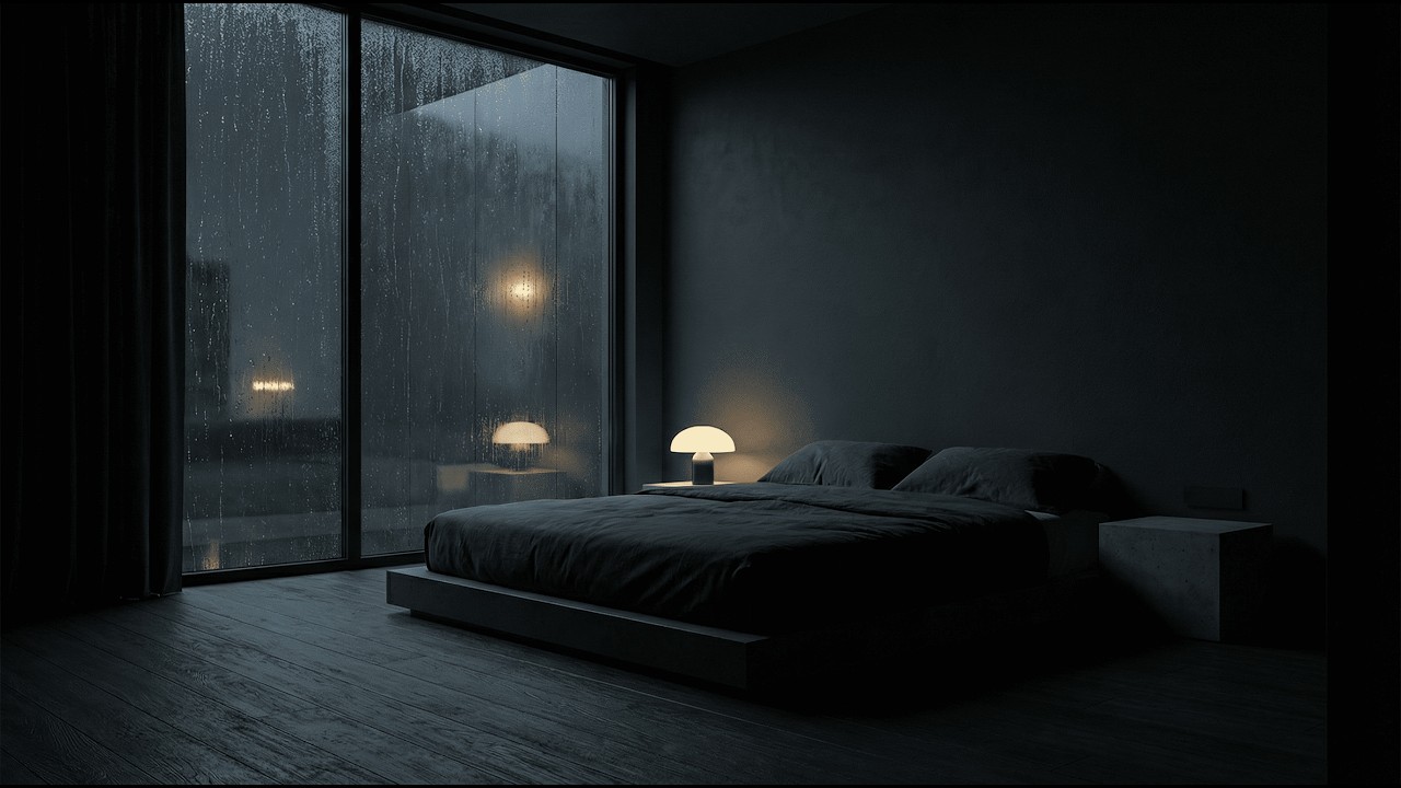 Dark Bedroom Rain at Night (No Ads) | Minimal Sleep Ambience
