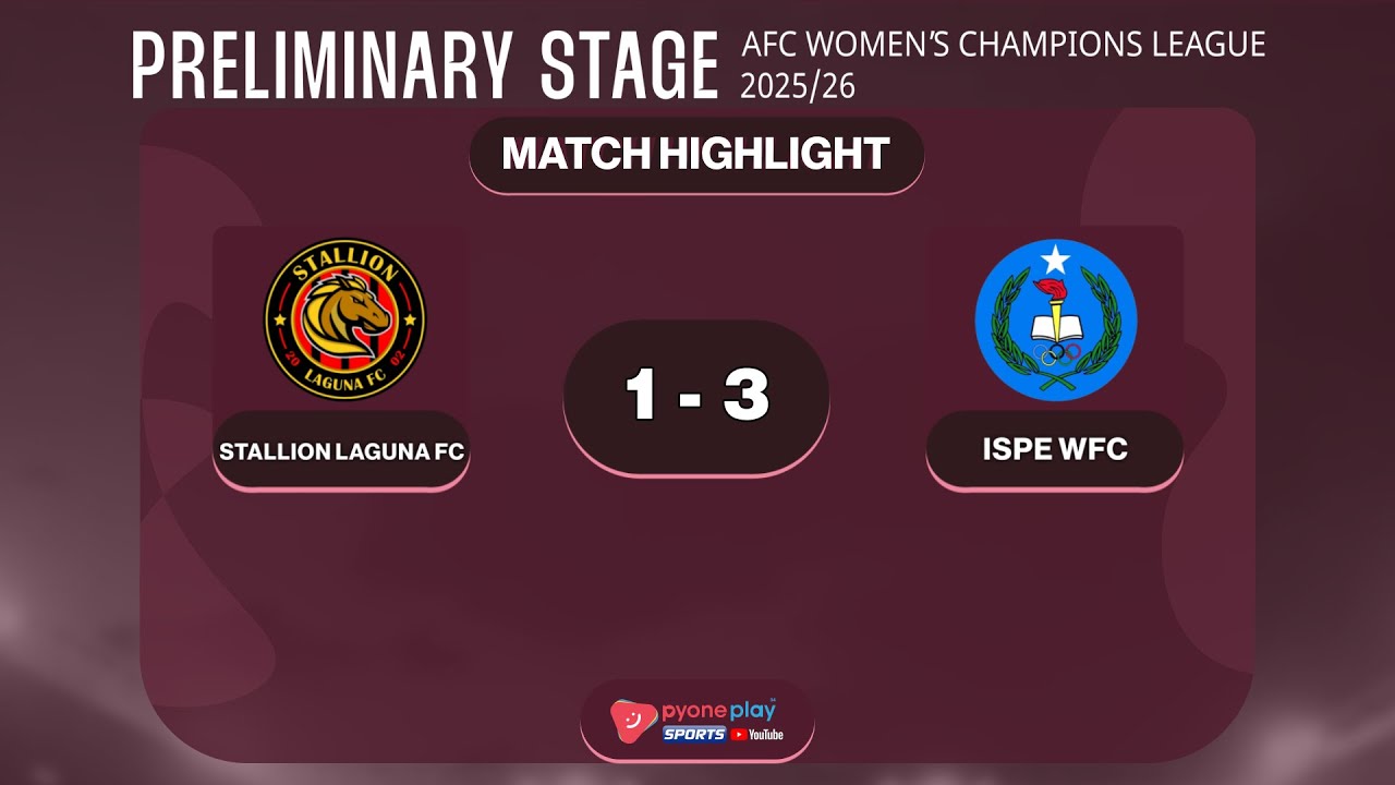 Match Highlights, AFC Women’s Champions League 2025/2026, STALLION LAGUNA (PHI) 1 - 3 ISPE WFC (MYA)