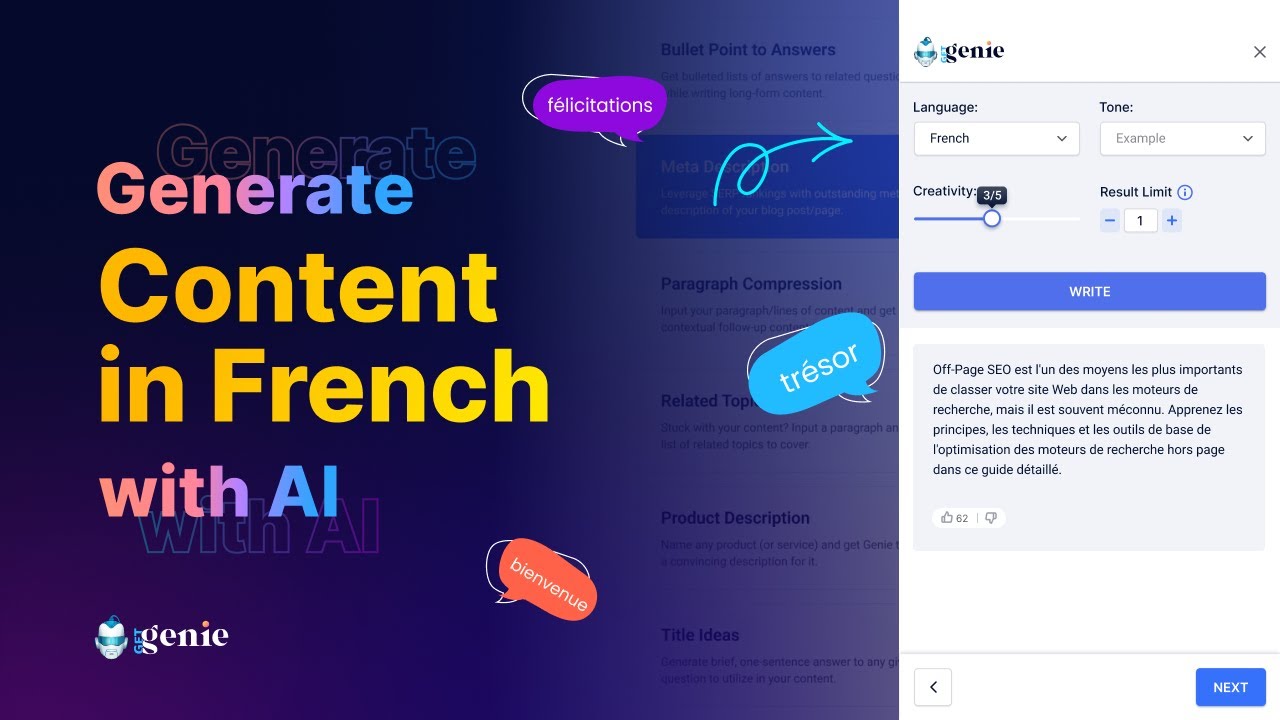 How to generate content in French with AI