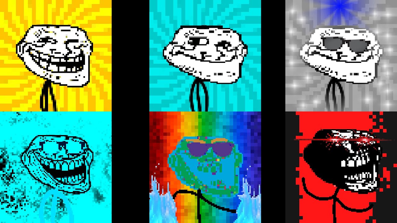 Trollge/Troll Face Becoming Canny Meme But It's 8 Bits (Template) (No Copyright)